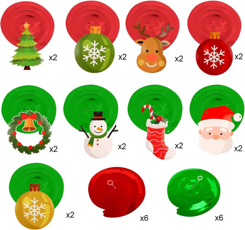 Konsait Konsait Christmas Hanging Swirl Decoration Kit32pcs Merry Christmas Swirls Garland Xmas Tree Snowman Socks Santa Foil Hanging Ceiling for Xmas Winter Wonderland Holiday Party Decor Supplier - Image 2