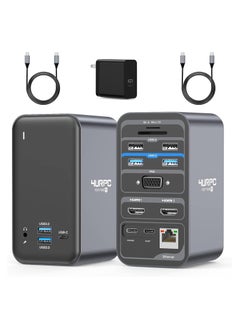 USB C Docking Station Dual Monitor for Dell HP Lenovo Laptop, 15 in 1 Laptop Docking Station, USB C Dock with 65W Power Supply,?7 USB 3.0, SD/TF, Gigabit?Ethernet,?2 HDMI Ports, VGA, Plug and Play