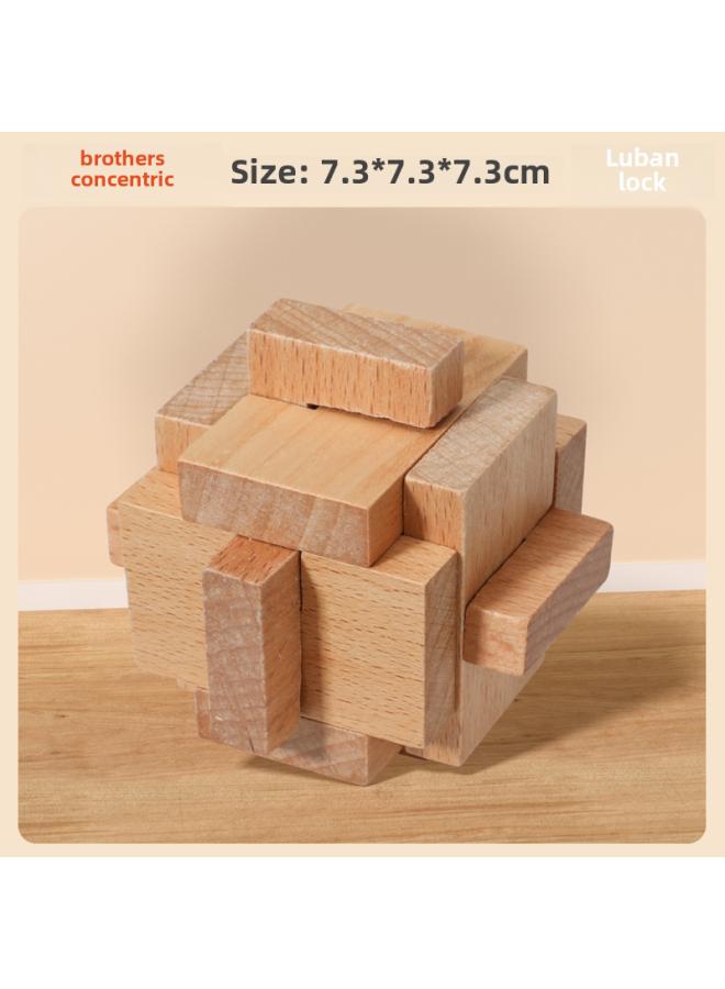 Kong Ming Lock Luban Lock Suit Intelligence Unlock Wooden Elementary School Students Hands-on Brain-moving Educational Toys Nine-piece Gift Box 