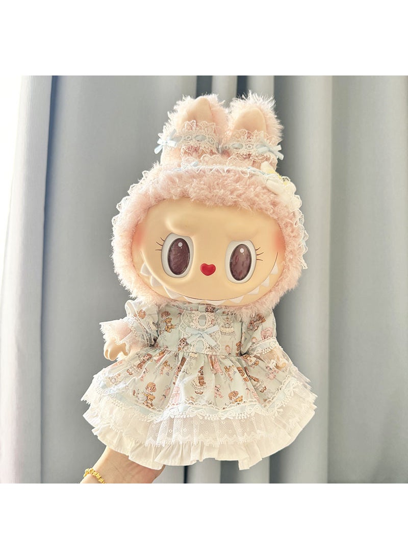 Labubu Time To Chill Doll Clothes 38cm Rubber Plastic Plush Doll Clothes Replacement Chinese Mainland Origin Home Decor Mini Mod S size lalia skirt blue 