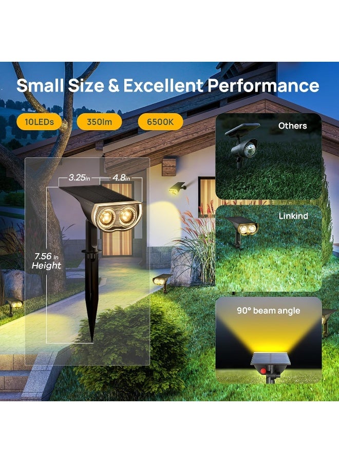 Linkind Solar Lights Outdoor StarRayS, Bright Solar Spot Lights Outdoor, IP67 Waterproof Spotlights for Landscape Garden Yard Walkway Patio Tree（Warm White, 6 Pack） - Image 2