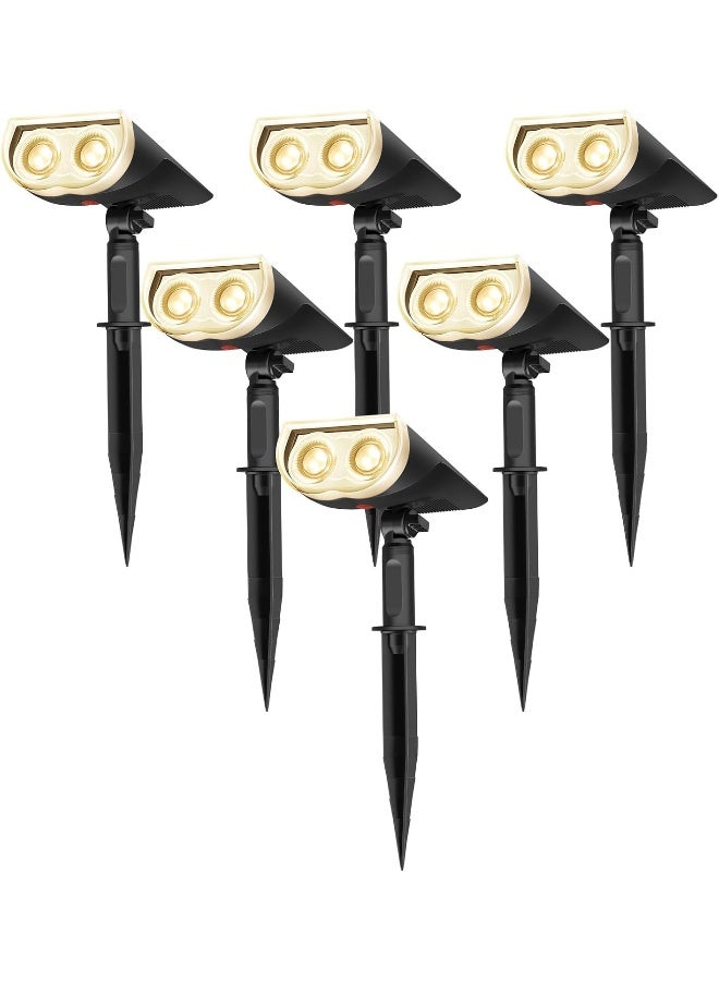 Linkind Solar Lights Outdoor StarRayS, Bright Solar Spot Lights Outdoor, IP67 Waterproof Spotlights for Landscape Garden Yard Walkway Patio Tree（Warm White, 6 Pack） - Image 1