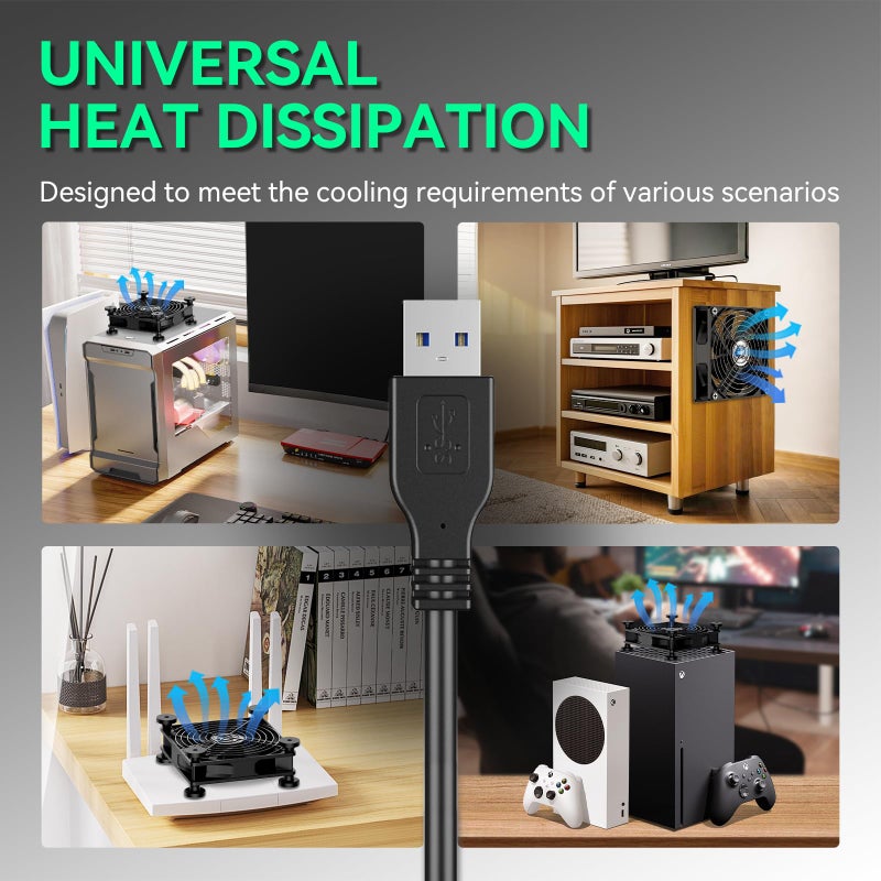 Easy Cloud USB Computer Fan, 120mm USB Fan with 3 Speeds Controller Small PC USB Fans for Cooling Cabinet Case Receiver Server DVR Greenhouse TV Router Xbox PlayStation - Image 4