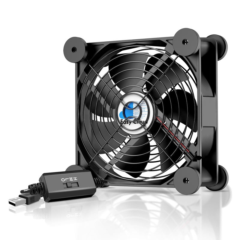 Easy Cloud USB Computer Fan, 120mm USB Fan with 3 Speeds Controller Small PC USB Fans for Cooling Cabinet Case Receiver Server DVR Greenhouse TV Router Xbox PlayStation - Image 1