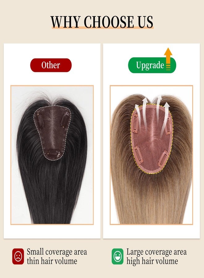 KKU Hair Toppers for Women Real Human Hair, Handcrafted Breathable High Fit, Covers Sparse Hair, Adds Volume with Bangs - Image 3