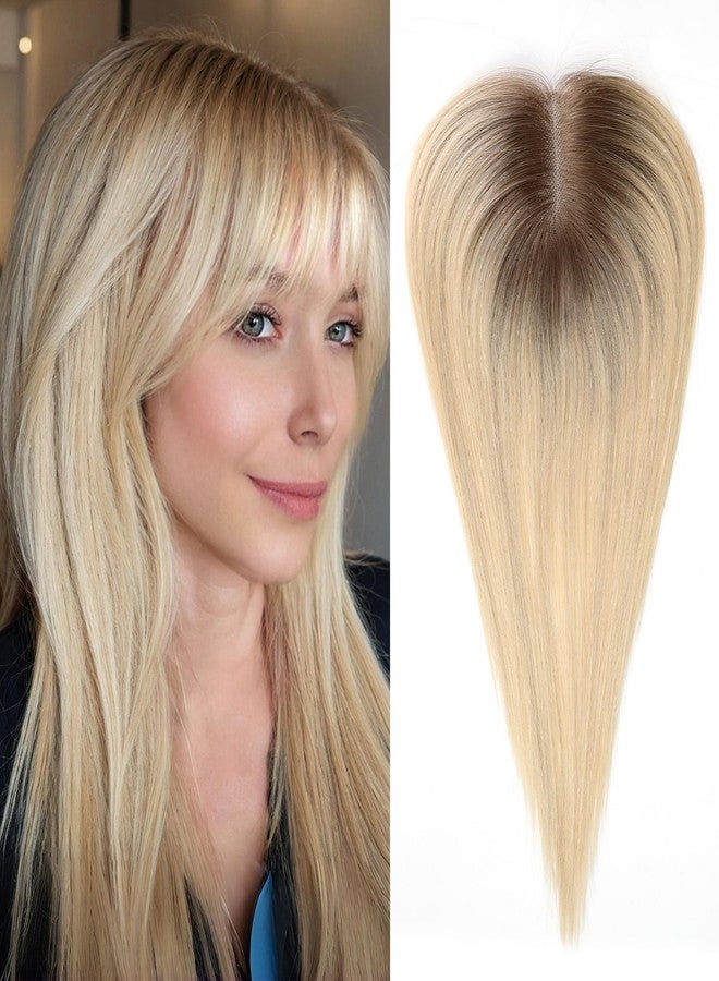 KKU Hair Toppers for Women Real Human Hair, Handcrafted Breathable High Fit, Covers Sparse Hair, Adds Volume with Bangs - Image 1