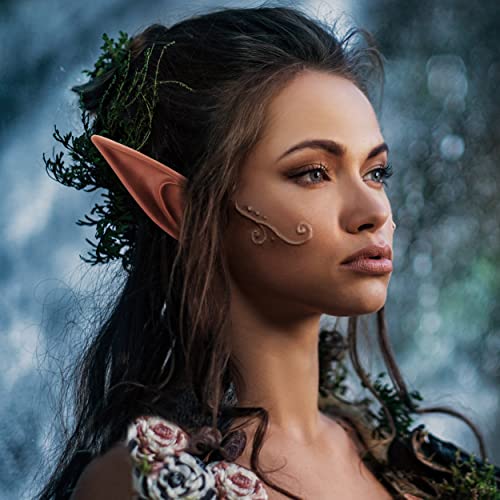 FRESHME Renaissance 2 Pairs Brown Pixie Elf Ears - Silicone Short and Long Fairy Ears Set Brown Skin for Women Cosplay Anime Vampire Elven Christmas Halloween Masqerade Costume Accessories - Image 2