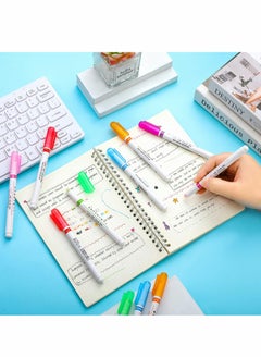 Excefore Colored Curve Pens, 12 Pcs Highlighter Marker Set with 6 Different Shapes 6 Colors Fine Tips, Journal Planner Pens For Writing Journaling Note Taking Drawing Scrapbook Art Office School Supplies  - Image 3