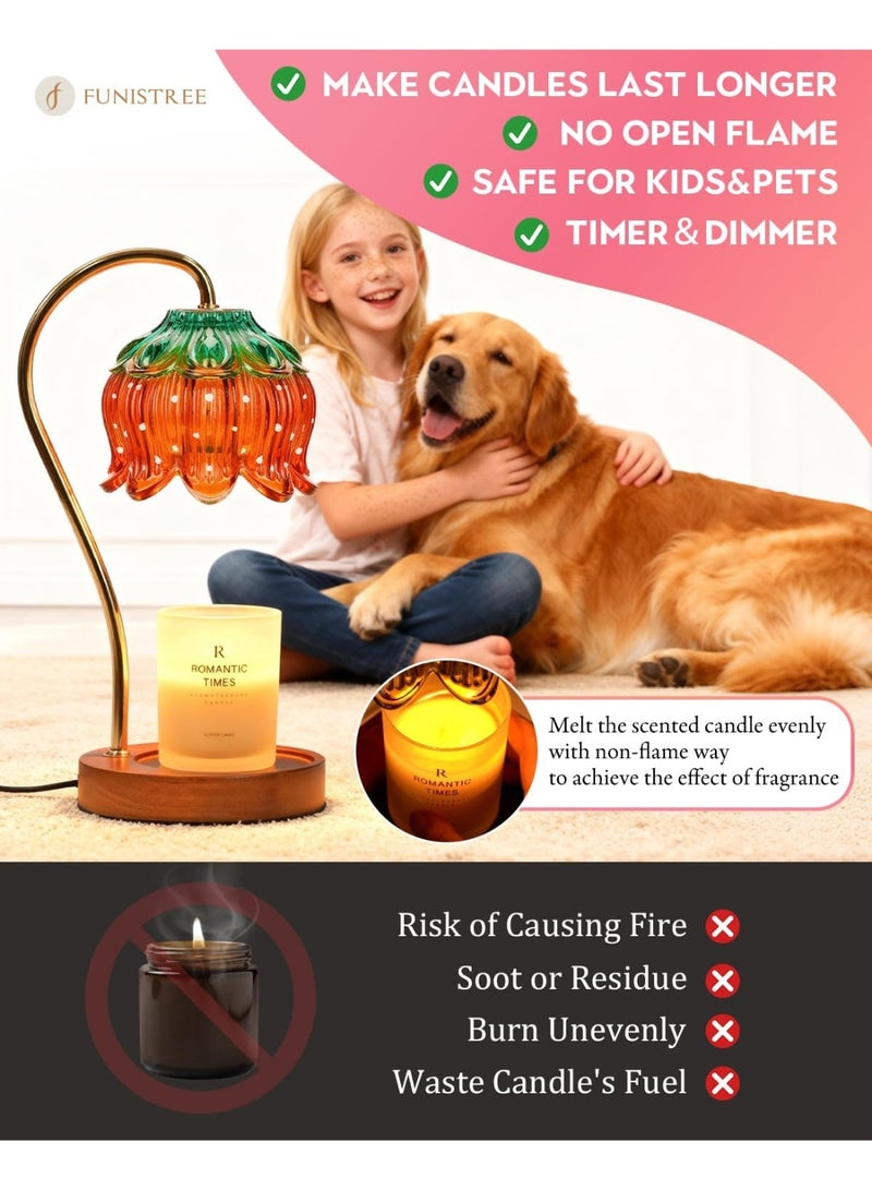 Bukela Strawberry Candle Warmer Lamp, Cute Candle Lamp with Timer & Dimmable, Birthday Gifts for Women Mom, House Warming Gift New Home, Lotus Wax Melt Warmer for Village Candles - Image 3