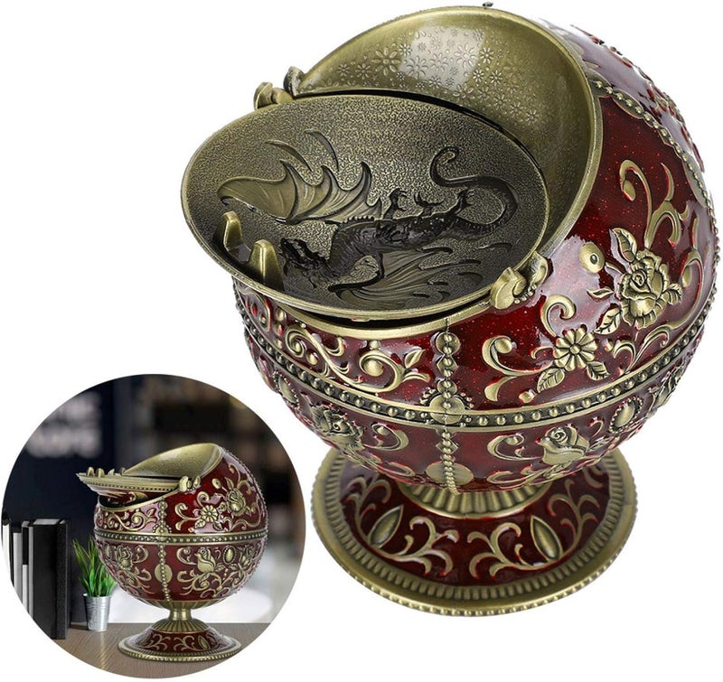 klarako Durable Dragon Pattern Ashtray, Vintage Ashtray, No Fading or Oxidation Wear?Resistant Possess Personalized Tellurion Shape for Club Home - Image 4