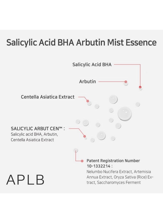 APLB Salicylic Acid Bha Arbutin Mist Essence Salicylic Arbut Cen™ 20.9% 3.55 Fl.Oz/Korean Skincare Replenishing Moisture Revitalize For Gentle And Improve Skin Texture Through Salicyclic - Image 4