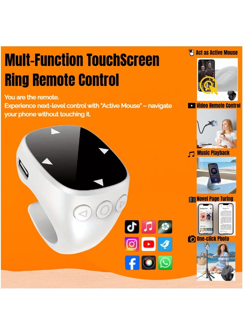  أورا سيليكت حلقة تحكم عن بعد بتقنية Bluetooth تعمل باللمس - حلقة TikTok للتمرير، ماوس هاتف يعمل باللمس، قارئ كتب إلكترونية مع ميزة الإعجاب التلقائي والتمرير البطيء، متوافق مع أجهزة iPhone وAndroid، مساعد البث المباشر والتقاط الصور الذاتية - Image 1