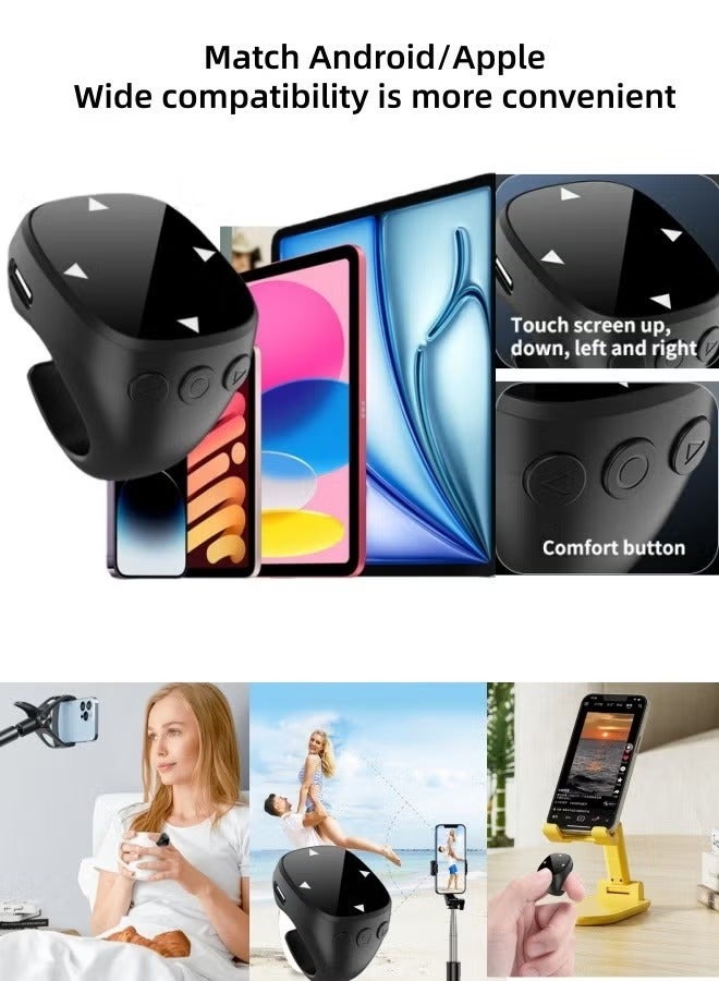  أورا سيليكت حلقة تحكم عن بعد بتقنية Bluetooth تعمل باللمس - حلقة TikTok للتمرير، ماوس هاتف يعمل باللمس، قارئ كتب إلكترونية مع ميزة الإعجاب التلقائي والتمرير البطيء، متوافق مع أجهزة iPhone وAndroid، مساعد البث المباشر والتقاط الصور الذاتية - Image 2