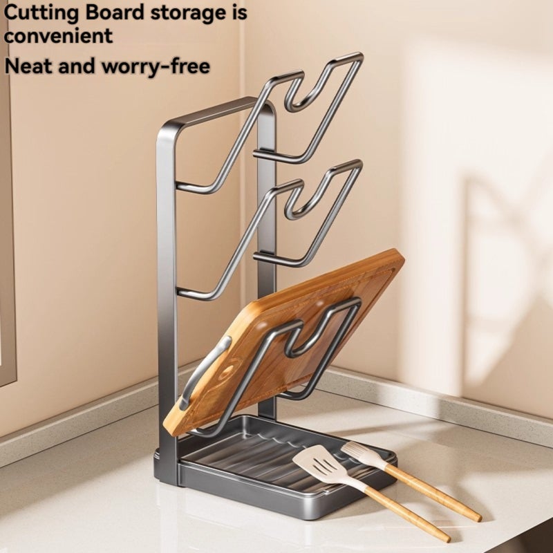 Pot Lid Rack Countertop Spatula Holder Kitchen Multifunctional Storage Rack Household Vertical Cutting Board Holder Drain Rack - Image 4