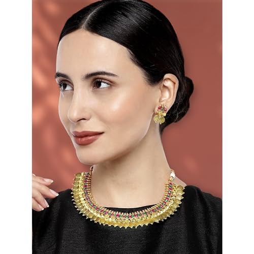 Aheli Indian Traditional Necklace Earrings Wedding Ethnic Fashion Jewelry Gift for Women - Image 3