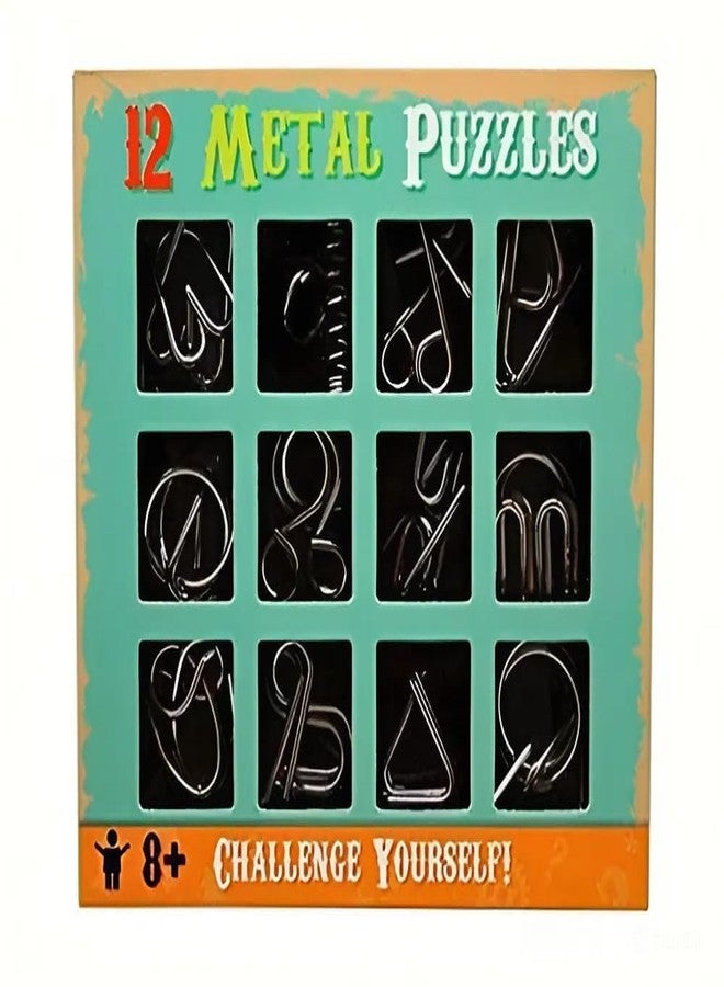 Pluspicks Brain Teasers Metal Wire Puzzle Set of 6 IQ Mental Puzzle Toys for Gifts, Party Favors, Prizes, Disentanglement Puzzle Unlock Interlock Toys IQ Brain Teaser Challenges (12 Pieces) - Image 1