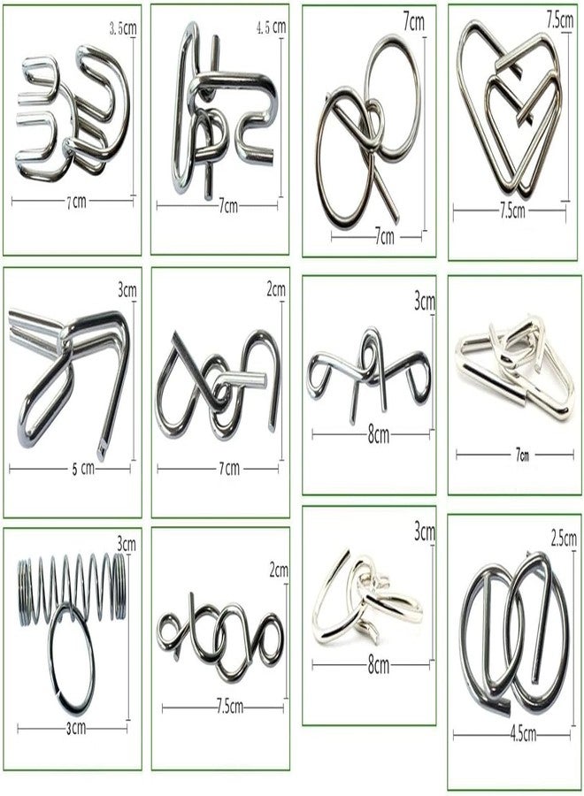 Pluspicks Brain Teasers Metal Wire Puzzle Set of 6 IQ Mental Puzzle Toys for Gifts, Party Favors, Prizes, Disentanglement Puzzle Unlock Interlock Toys IQ Brain Teaser Challenges (12 Pieces) - Image 4