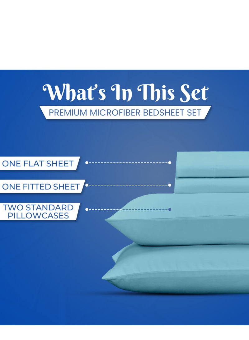 Infinitee Xclusives Premium Blue Twin Sheets Set - 1800 TC Series 3 Piece Bed Sheets - Soft Brushed Microfiber Fabric - 16 Inches Deep Pockets Sheets Wrinkle Free & Fade Resistant by Infinitee Xclusives  - Image 2