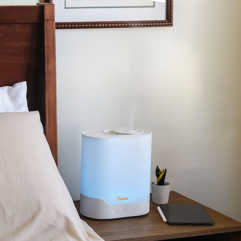Crane 0.7 Gallon Top Fill Cool Mist Humidifier and Aroma Diffuser, with Color-Changing Night Light and Aroma Diffuser Function, Humidifier For Bedroom, Office or Nursery - Image 4