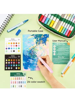 Ohuhu Ohuhu 48 PCS Acrylic Paint Pens : Double Pack of Fine Tip & Reversible Tips (Chisel & Round) 24 Colors Acrylic Markers High Opacity Paint Markers for Rock Painting Easter Egg Wood Glass Ceramic Canvas  - Image 4