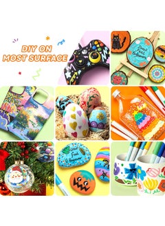 Ohuhu Ohuhu 48 PCS Acrylic Paint Pens : Double Pack of Fine Tip & Reversible Tips (Chisel & Round) 24 Colors Acrylic Markers High Opacity Paint Markers for Rock Painting Easter Egg Wood Glass Ceramic Canvas  - Image 5