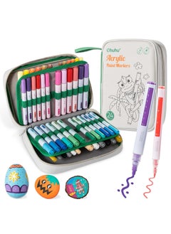 Ohuhu Ohuhu 48 PCS Acrylic Paint Pens : Double Pack of Fine Tip & Reversible Tips (Chisel & Round) 24 Colors Acrylic Markers High Opacity Paint Markers for Rock Painting Easter Egg Wood Glass Ceramic Canvas  - Image 1