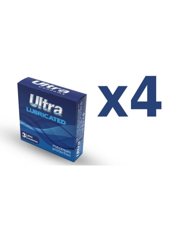 Ultra active 4 Packs Of Lubricated Condom Maximum Protection 12 Pieces 
