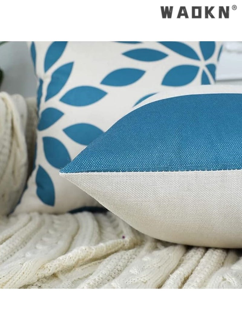 WAOKN 4 Pcs Cotton Linen Farmhouse-Style Throw Pillow Covers - Square Shape Showcasing Geometric Abstract Designs for a Modern Twist. Decorative Cushion Covers, Perfectly Suited for Both Indoor and Outdoor Use, Adding a Cozy Yet Stylish Accent to Your Couch, Sofa, or Chair. Measuring 16 Inches by 16 Inche - Image 4