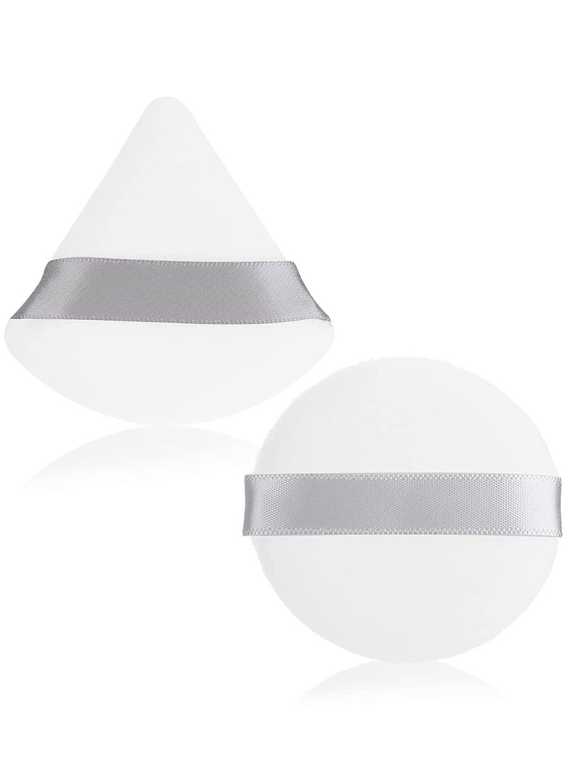 ORiTi 2 PCS Triangle Powder Puffs Face Cosmetic Powder Puff Washable Reusable Soft Plush Powder Makeup Sponge  - Image 1