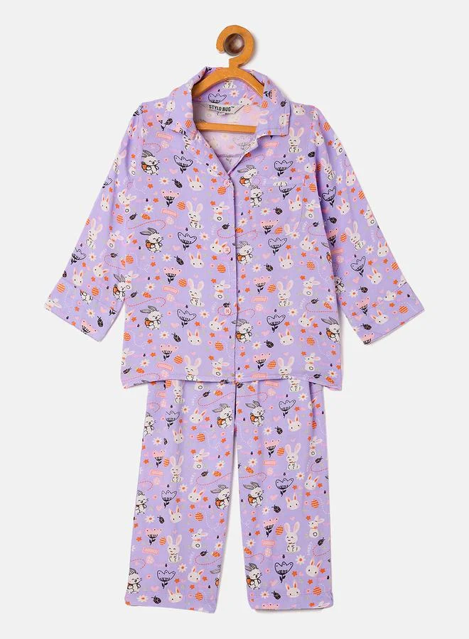 ستايلو بج Bunny Graphic Print Shirt & Pyjama Set by Styli