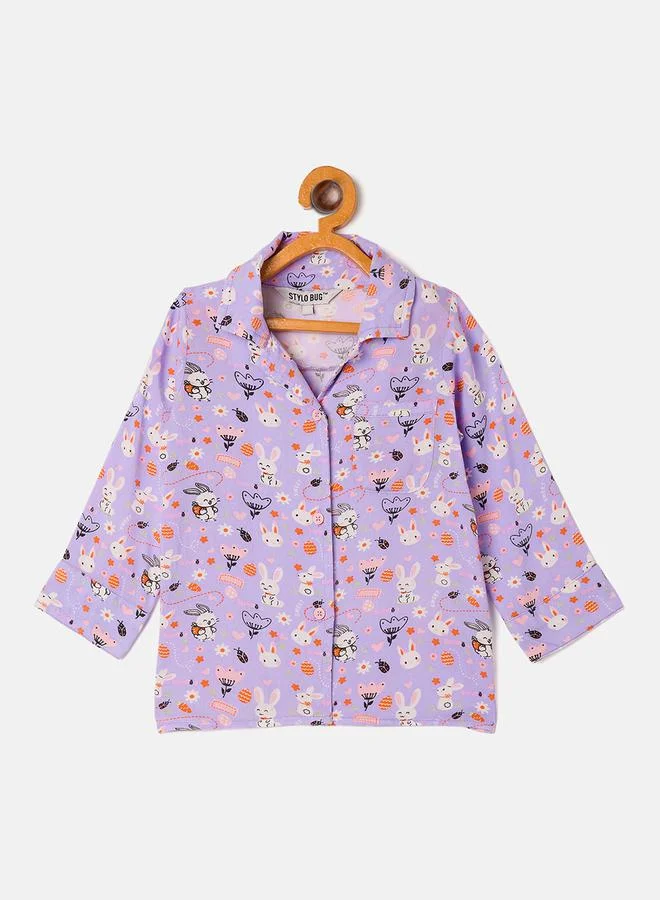 ستايلو بج Bunny Graphic Print Shirt & Pyjama Set by Styli
