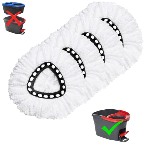 HANZENMA 4 Pack Mop Replacement Heads for O-Ceda EasyWrin Spin Mop, Microfiber Spin Mop Refills, Easy Cleaning Mop Head Replacement - Image 1