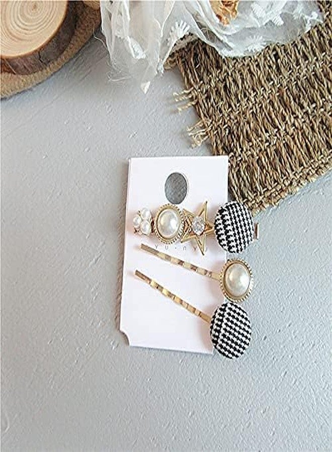 BLACK SPARROW 3Pcs Button Hairpin/Styling Hair Pin/Metal Hair Pins/Elegant Pearl Hair Pins For Women & Girls - Image 5