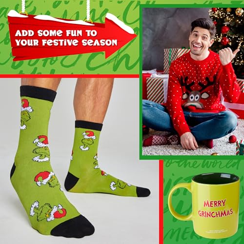 The Grinch Mug & Socks Gift Set for Women Men Teens, 11oz Tea Coffee Cup & Crew Socks US Size 7-11, Festive Holiday Christmas Secret Santa Gifts - Image 3