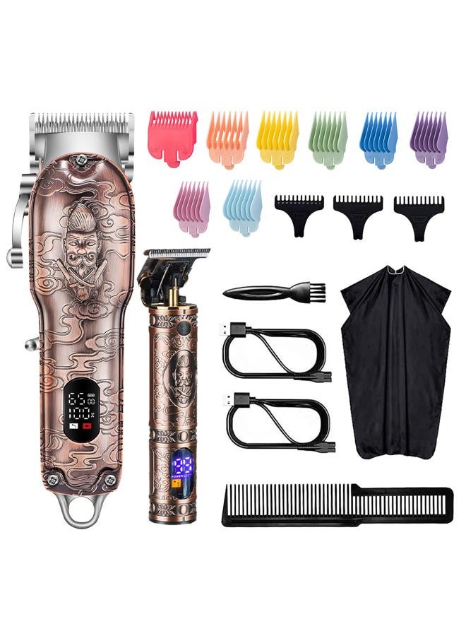 Roziapro Hair Clippers for Men T-Blade Trimmer Professional Barber Clippers - Cordless Hair Cutting Beard Trimmer Mens Electric Hair Trimmer Rechargeable Gold Knight Grooming Kit （Rose Gold） - Image 1