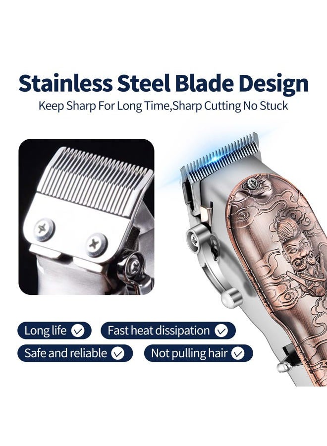 Roziapro Hair Clippers for Men T-Blade Trimmer Professional Barber Clippers - Cordless Hair Cutting Beard Trimmer Mens Electric Hair Trimmer Rechargeable Gold Knight Grooming Kit （Rose Gold） - Image 2