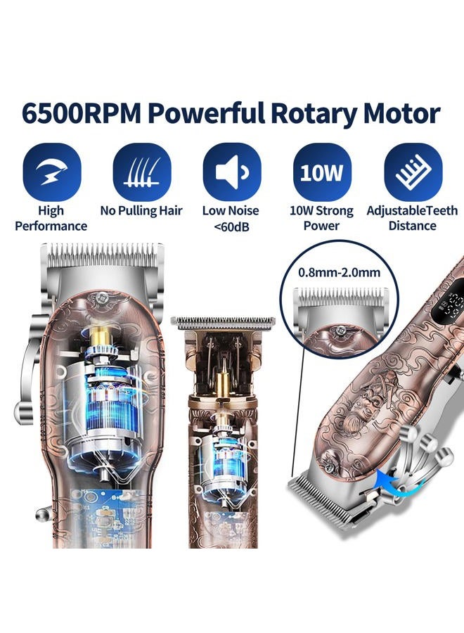 Roziapro Hair Clippers for Men T-Blade Trimmer Professional Barber Clippers - Cordless Hair Cutting Beard Trimmer Mens Electric Hair Trimmer Rechargeable Gold Knight Grooming Kit （Rose Gold） - Image 3