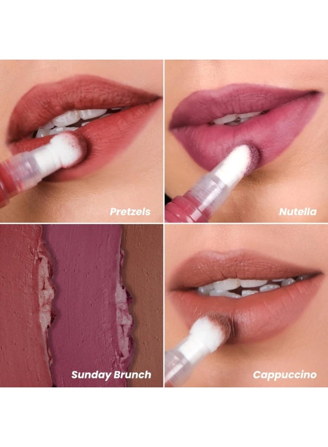 LAMIOR Blurry Fudgy Lip Tint - Combo of 3, Shade - Sunday Brunch | Ultra Velvety Matte | Transfer Proof & Hydrating Formula | Long-Lasting Lip Tint with Cushion Applicator | Vegan & Cruelty-Free - Image 4