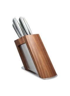 High Quality Kitchen Knife Set with Acrylic Stand Silver and Brown 37.3 x 11.1 x 23.1 cm 175W66001