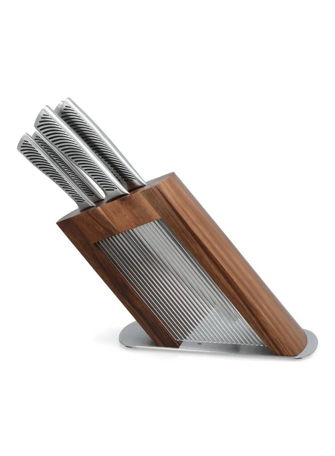 PARFAIT High Quality Kitchen Knife Set with Acrylic Stand Silver and Brown 37.3 x 11.1 x 23.1 cm 175W66001
