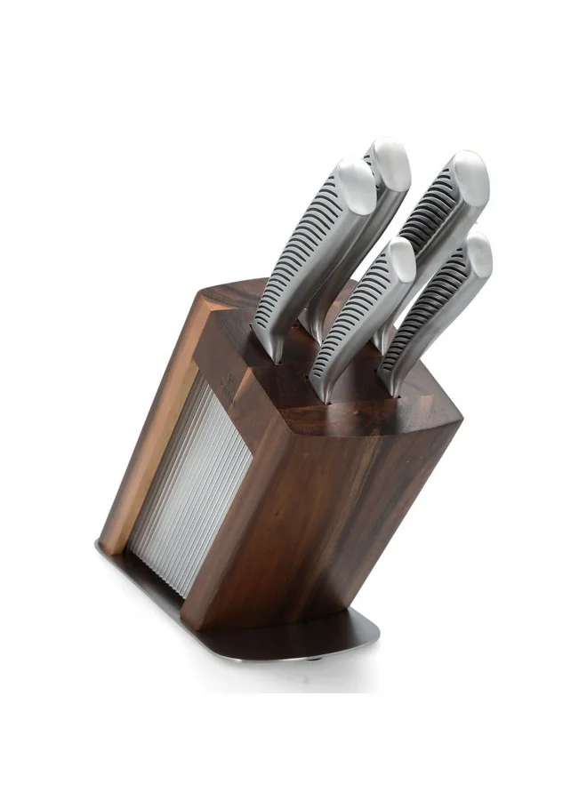 PARFAIT High Quality Kitchen Knife Set with Acrylic Stand Silver and Brown 37.3 x 11.1 x 23.1 cm 175W66001