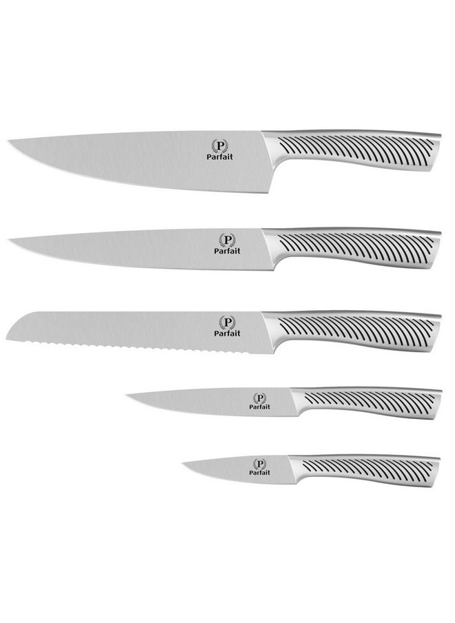 PARFAIT - High Quality Kitchen Knife Set with Acrylic Stand Silver and Brown 37.3 x 11.1 x 23.1 cm 175W66001 - Image 1