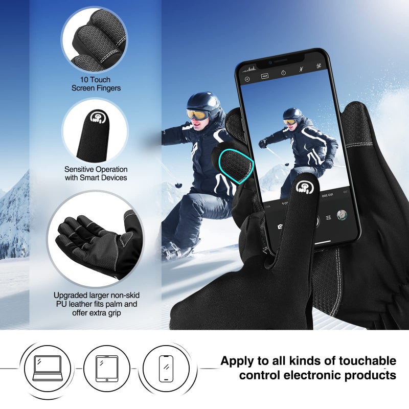 krosa -10℉ Winter Gloves Men Women, 10 Touchscreen Fingers Snow Ski Gloves, Waterproof Cold Weather Gloves - Image 3