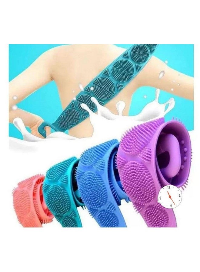 PRITASHA Silicone Body Back Scrubber, Double Side Bathing Brush for Skin Deep Cleaning Massage, Dead Skin Removal Exfoliating Belt for Shower, Body Brush for Bathing(MULTICOLOUR)(PACK OF 2) - Image 1