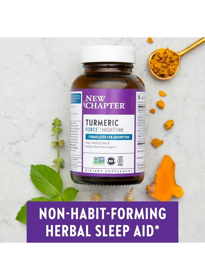 New Chapter Turmeric Supplement + Sleep Aid - Turmeric Force Nighttime for Sleep Support with Valerian Root + Ginger + NO Black Pepper Needed + Non-GMO Ingredients - 60 Vegetarian Capsule - Image 5