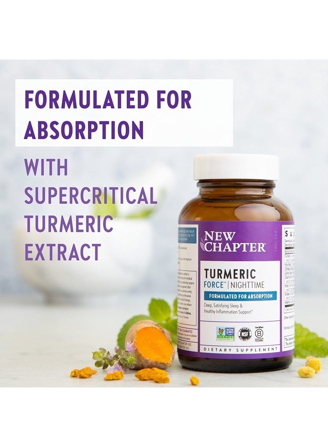 New Chapter Turmeric Supplement + Sleep Aid - Turmeric Force Nighttime for Sleep Support with Valerian Root + Ginger + NO Black Pepper Needed + Non-GMO Ingredients - 60 Vegetarian Capsule - Image 3