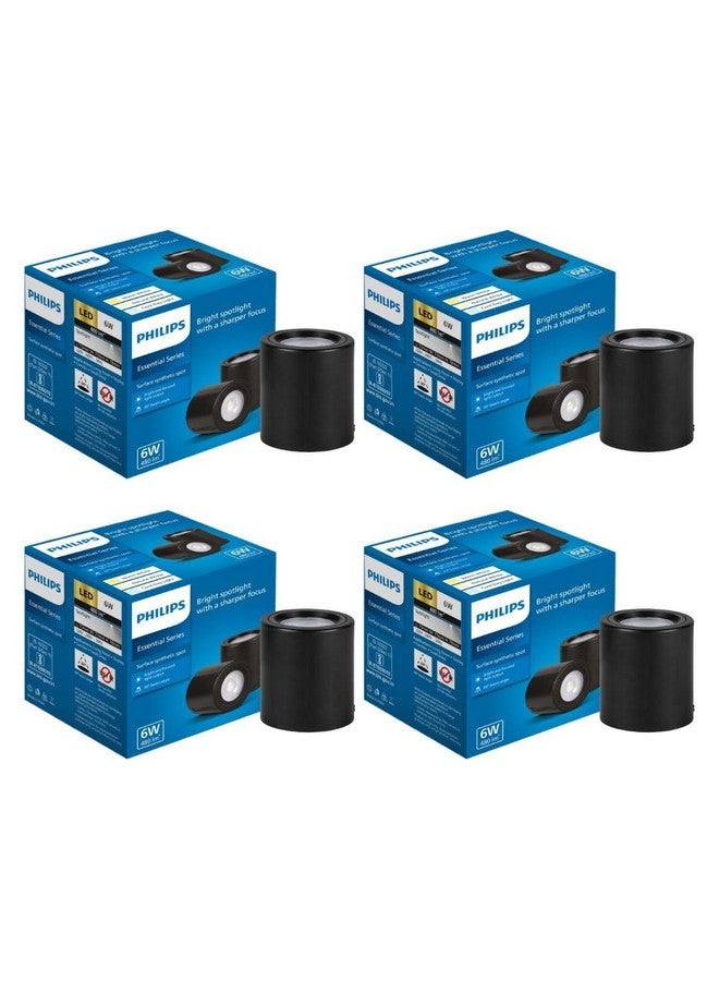 PHILIPS 6W Surface Mounted LED Spot Light | Synthetic Cylindrical COB Spot Down Light for Home & Decoration | Light Color: Natural White | Pack of 4