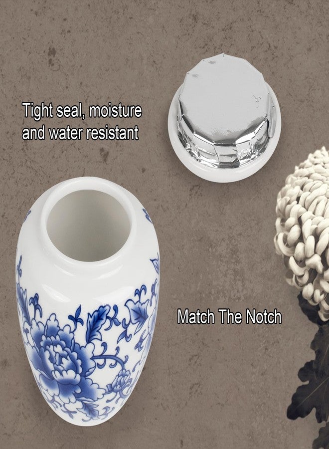 SIBRANT Small Urns for Human Ashes - Cremation Keepsake Decorative Urns, Ceramic Urns for Female & Male Pet Ashes, Funeral Urns with Exquisite Box Ceramic Memorial Mini Urns（Blue&1M ） - Image 4