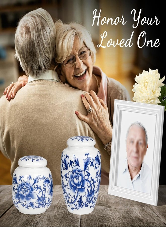 SIBRANT Small Urns for Human Ashes - Cremation Keepsake Decorative Urns, Ceramic Urns for Female & Male Pet Ashes, Funeral Urns with Exquisite Box Ceramic Memorial Mini Urns（Blue&1M ） - Image 5