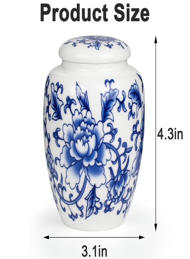 SIBRANT Small Urns for Human Ashes - Cremation Keepsake Decorative Urns, Ceramic Urns for Female & Male Pet Ashes, Funeral Urns with Exquisite Box Ceramic Memorial Mini Urns（Blue&1M ） - Image 2